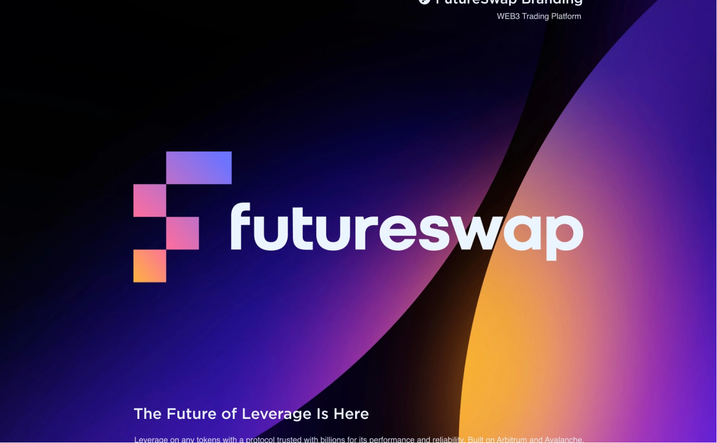 Vibrant gradient logo and typography for a Web3 trading platform.