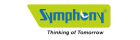 Symphony logo in blue text on a green background.